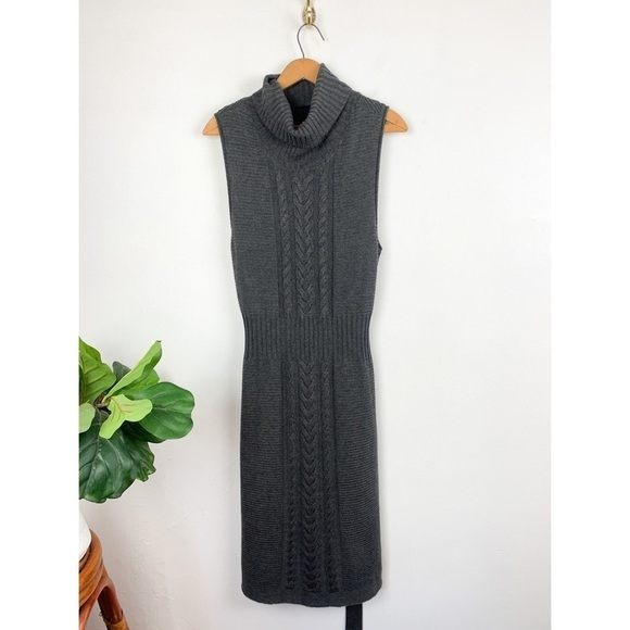 NWOT Laundry by Shelli Segal Gray Knit Cowl Neck Sleeveless Sweater Dress Sz M - Picture 3 of 9